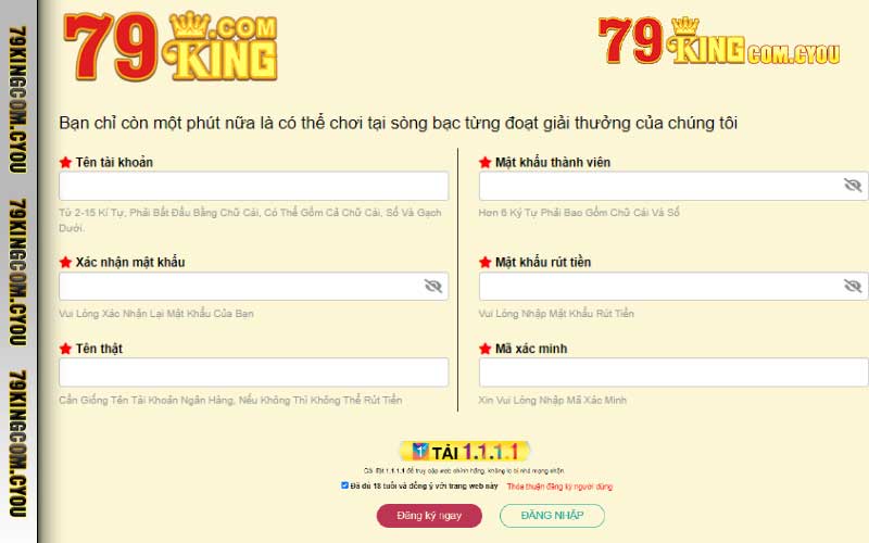 Hướng dẫn đăng ký 79King